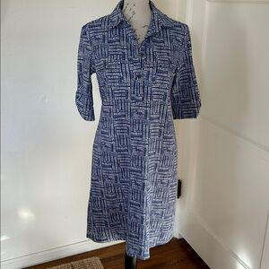 J.McLaughlin Blue Shirt 3/4 Sleeve Dress